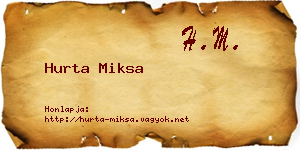 Hurta Miksa névjegykártya